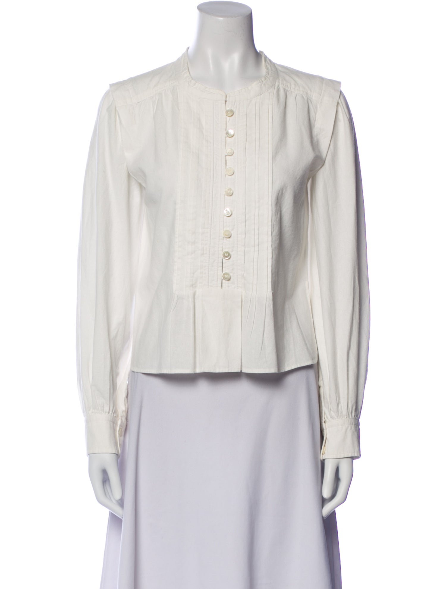 Étoile Isabel Marant Mock Neck Long Sleeve Button-Up Top